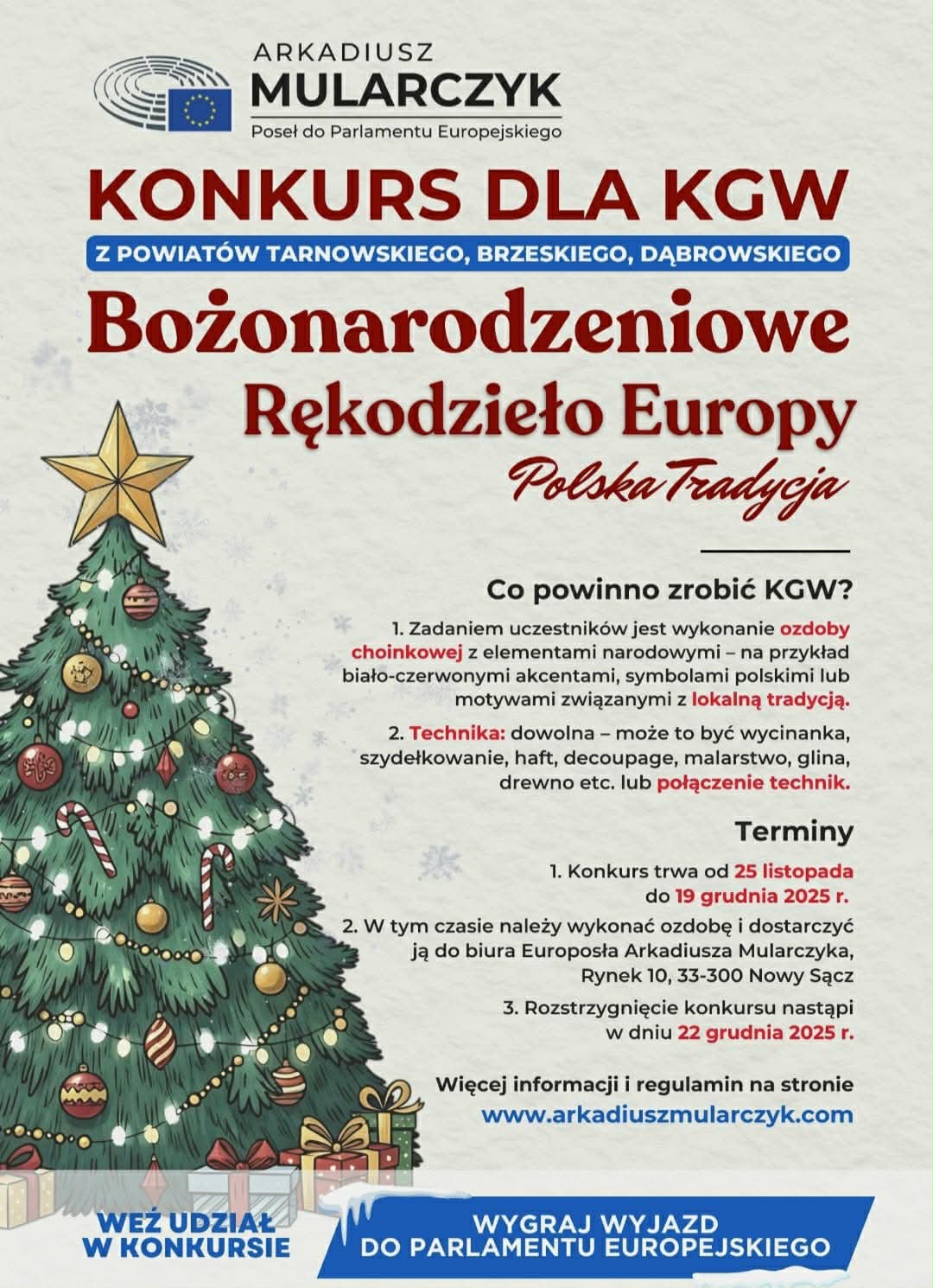 Plakat konkursowy z choinką