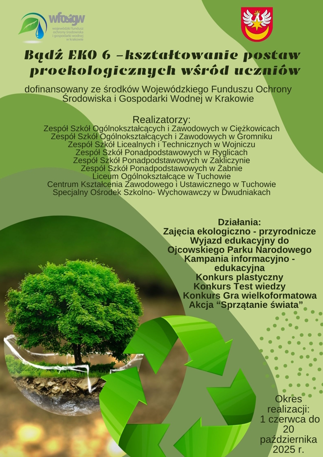 Plakat projektu: Bądź EKO 6 – kształtowanie postaw proekologicznych wśród uczniów